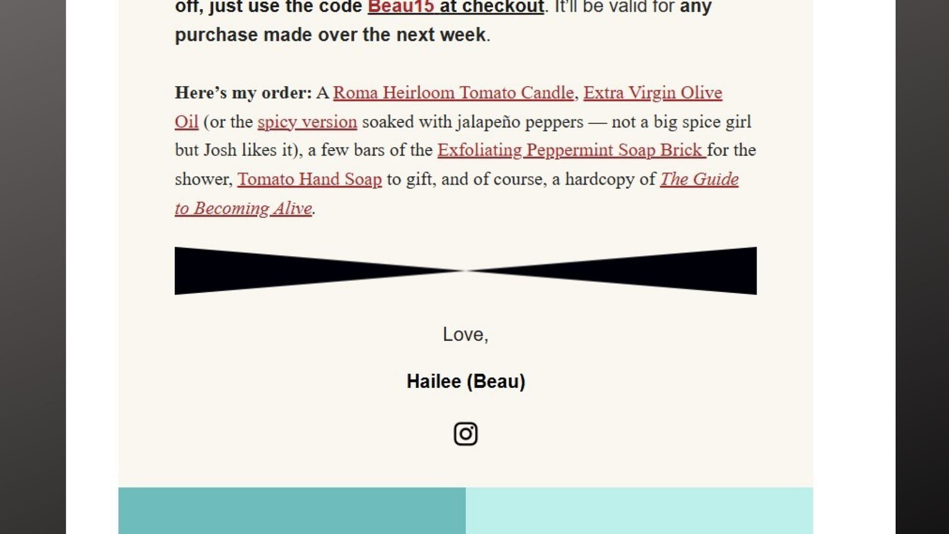 Haille Steinfield's Beau Newsletter